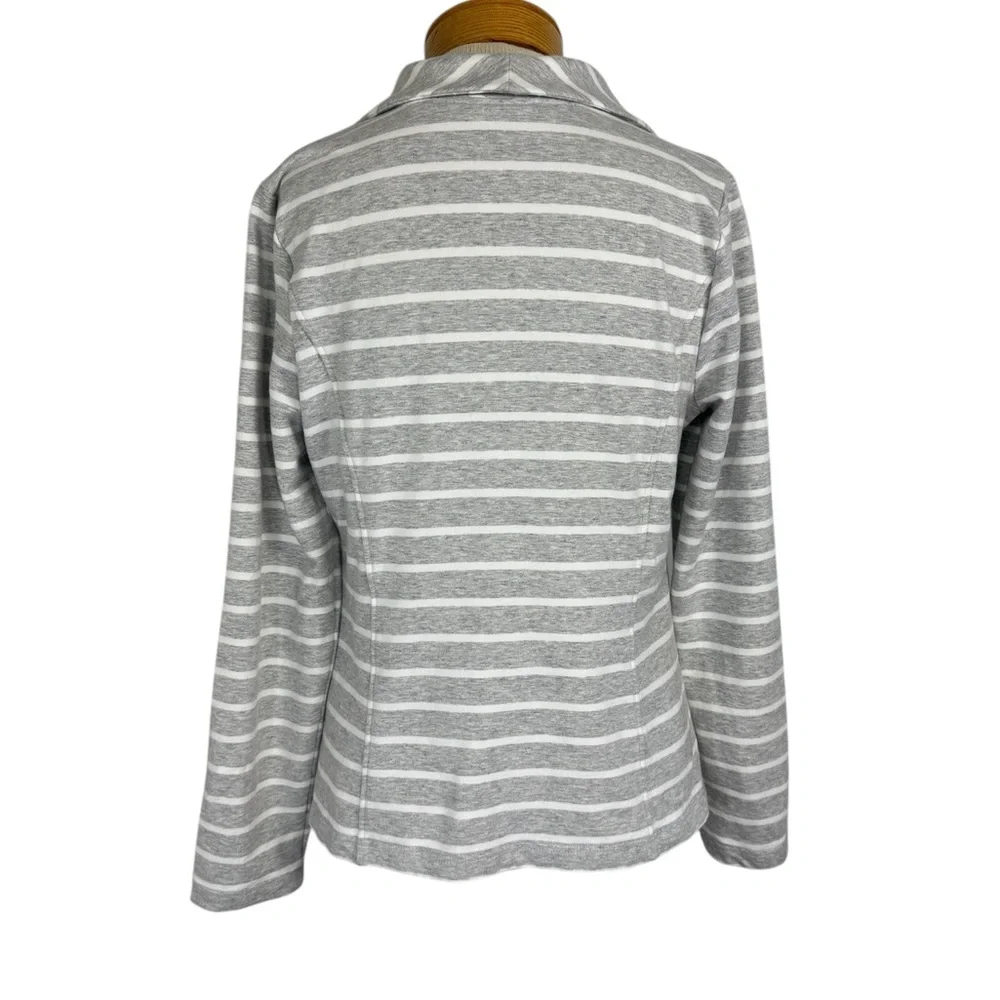 Isaac Mizrahi Live! Moto Jacket Women's S Gray White Striped Asymmetrical